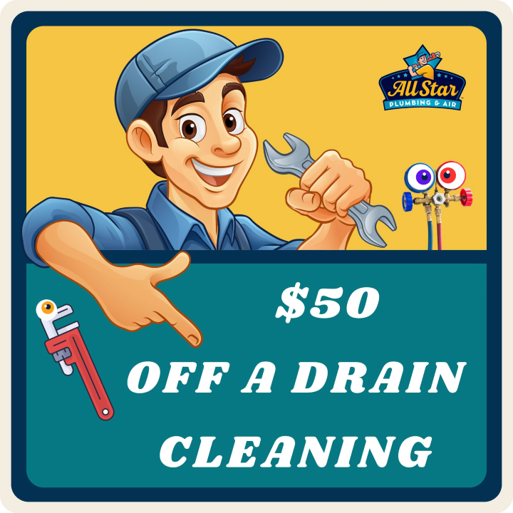 April 2026 coupon: $50 off a drain cleaning.